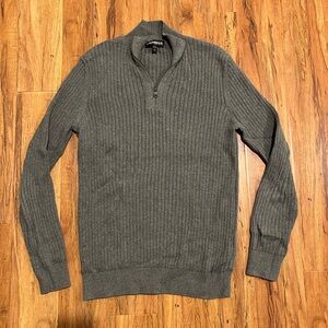 Express Men's Charcoal Zip-Up Sweater